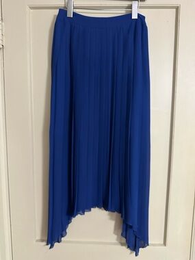 Kensie Cobalt Blue Pleated High-Low Skirt